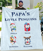 Personalized Blanket Gifts For Grandpa From Grandchild Papa's Little Penguins Reindeer Naughty Custom Name For Christmas