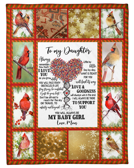 Personalized To My Daughter Blanket From Mom Always Remember How Much I Love You Heart Tree & Cardinal Bird Printed