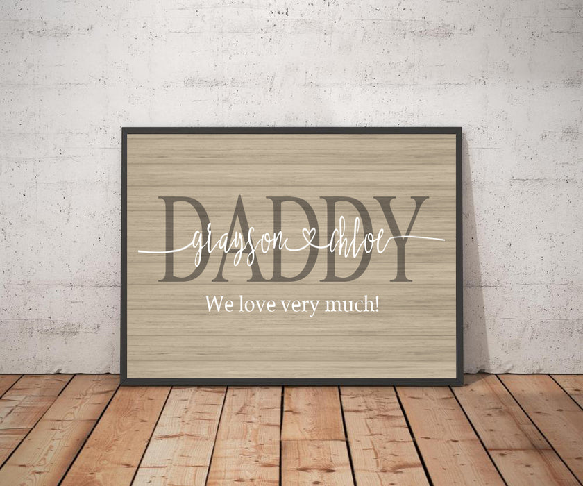 Personalized Canvas Custom Name Kids Gifts For Daddy We Love Very Much Father's Day Canvas