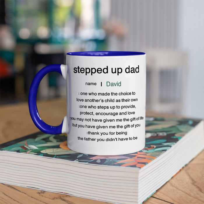 Personalized Definition Stepped Up Dad Accent Mug Gifts for Father's Day from Stepdaughter Stepson