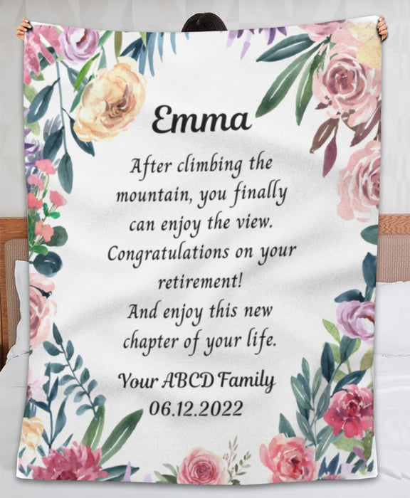 Personalized Retirement Blanket Finally Enjoy This New Chapter Of Your Life Beautiful Rose Design Custom Name