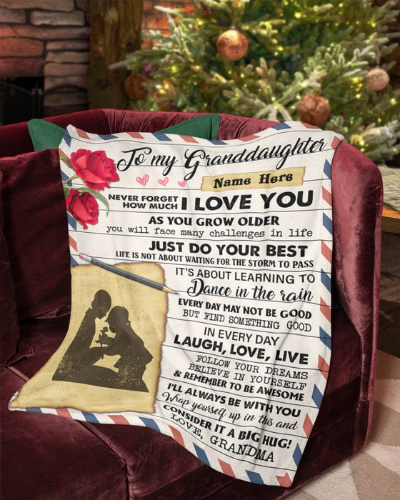 Personalized To My Granddaughter Blanket From Grandparents Vintage Airmail Letter You Grow Older Custom Name Xmas Gifts