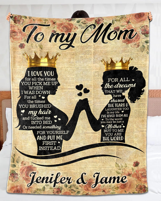 Personalized To My Mom Blanket From Daughter For All The Times You Picked Me Up Mommy & Baby Artwork Custom Name