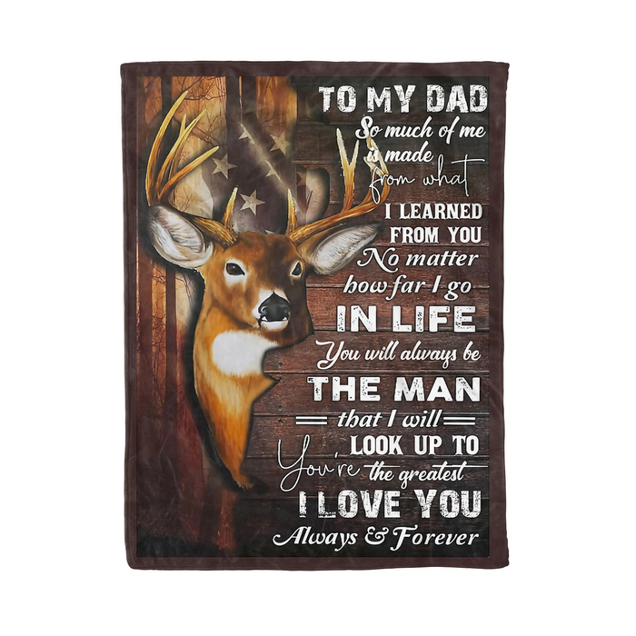 Personalized Fleece Blanket To My Dad Hunters On Fathers Day Deer Hunting Sherpa Blankets Custom Name