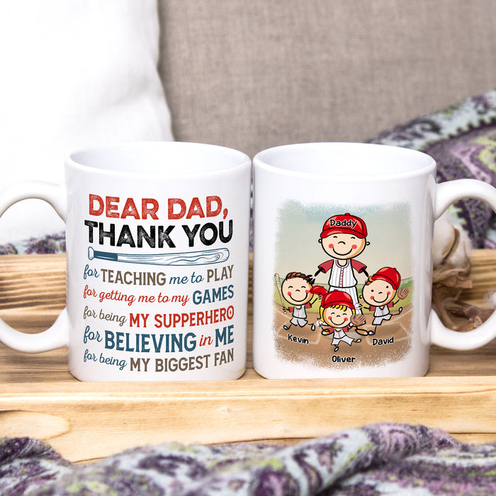 Personalized Ceramic Coffee Mug For Baseball Lovers To Dad Funny Cute Kids & Bat Print Custom Name 11 15oz Cup