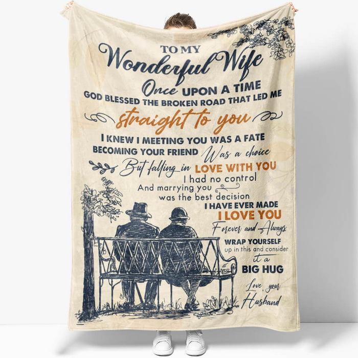 Personalized Rustic Old Couple Fleece Blanket To My Wonderful Wife Growing Old Together Blanket Customized Name