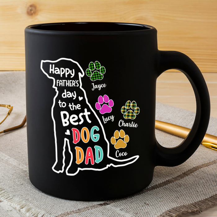 Personalized Ceramic Coffee Mug For Dog Dad The Best Dog Dad Colorful Stripes Paw Custom Dog's Name 11 15oz Cup