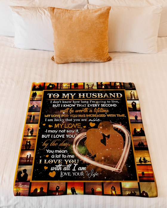 Personalized Fleece Blanket To My Husband From Wife I Love You With All I Am Romantic Couple In Sunset Pictures Blanket