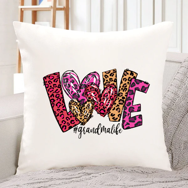 Personalized Square Pillow For Grandma Leopard Watercolor Love Grandma Life Custom Hashtag Sofa Cushion Christmas Gifts