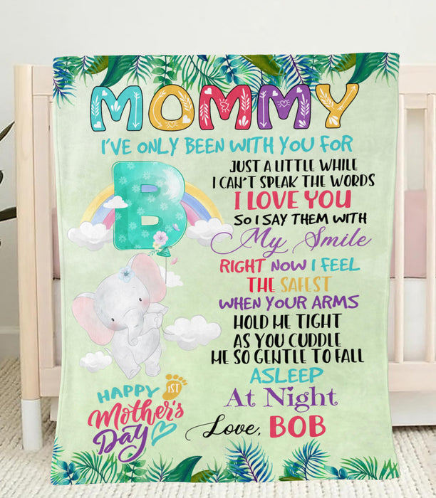 Personalized To Mommy Blanket From Newborn Baby Cute Elephant Tropical Design Happy 1st Mother'S Day Custom Name Animal