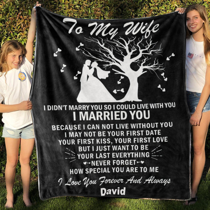 Personalized Wedding Blanket To My Wife Bride & Groom Under Tree Fleece Blanket For Valentines Custom Name