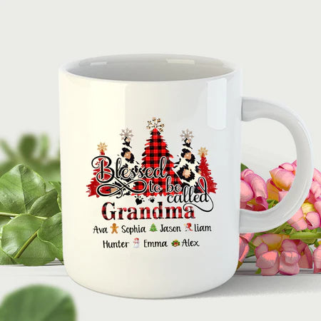 Personalized Coffee Mug Gifts For Grandma Blessed To Be Called Nana Tree Custom Grandkids Name Christmas White Cup