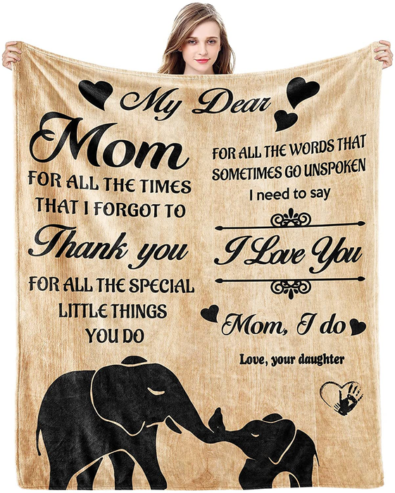 Personalized To My Mom Blanket From Daughter For All The Times That I Forgot To Thank You Cute Elephant & Baby Printed