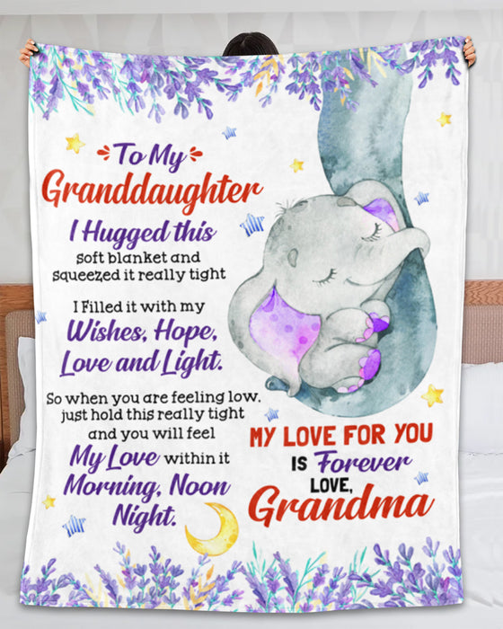 Personalized To My Granddaughter Blanket From Grandma Grandpa Floral Sleeping Elephant Baby Custom Name Christmas Gifts