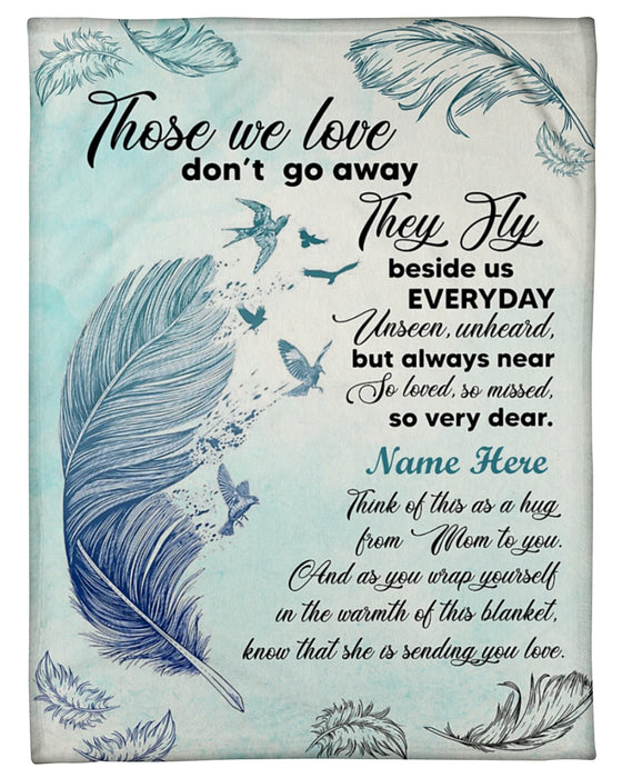 Personalized Memorial Blanket For Loss Of Loved One They Fly Beside Us Every Day Feather Custom Name Photo Funeral Gifts