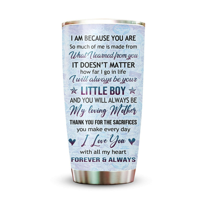 Personalized Tumbler To Mommy Hand In Hand Heart I Am Because You Are Gifts For Mom Custom Name Travel Cup For Birthday