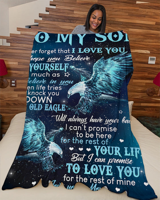 Personalized To My Son Blanket From Mom Dad Custom Name Eagle Always Have Your Back Gifts For Birthday Christmas