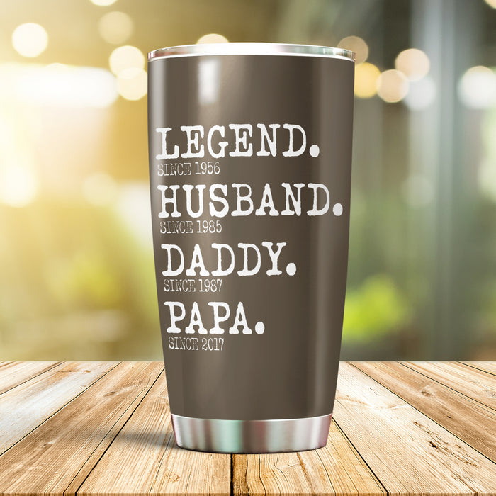 Personalized Tumbler For Grandpa From Grandkids Legend Husband Daddy Papa Since Year Custom Name Travel Cup Xmas Gifts