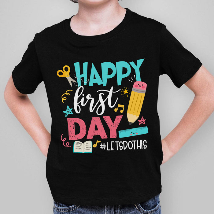 Personalized T-Shirt Gifts For Kid Happy First Day Let Do This Pencil Custom Hashtag Shirt Back To School Outfit