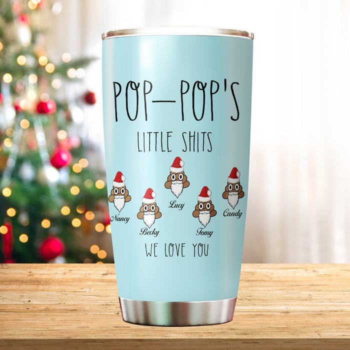 Personalized Tumbler For Grandpa From Grandkids Pop Pop Little Shits Love You Custom Name Travel Cup Birthday Gifts