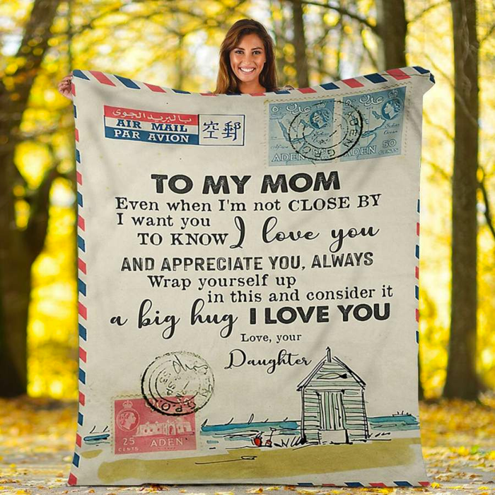 Personalized Love Airmail Blanket To My Mom On Mothers Day Vintage Letter Blanket Custom Name