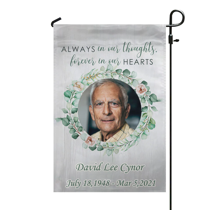Personalized Memorial Gifts Flag For Family In Heaven Always In Our Thoughts Custom Name Photo Cemetery Decoration