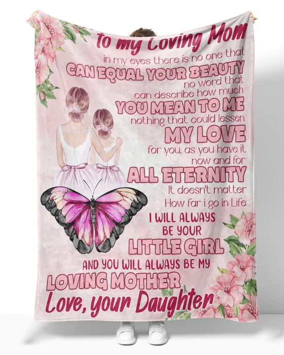 Personalized Pink Fleece Blanket To My Loving Mom On Mothers Day Butterfly & Flower Blankets Custom Name