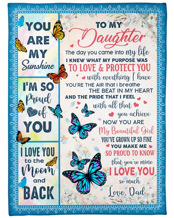 Personalized To My Daughter Blanket From Daddy Mommy Butterflies Watercolor Proud Of You Custom Name Gifts For Chrsitmas