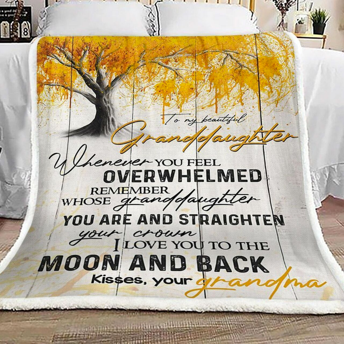 Personalized Blanket To My Beautiful Granddaughter Autumn Tree Printed Custom Name Fleece Blankets
