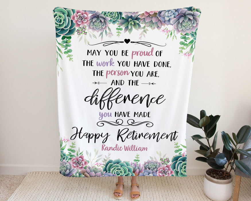 Personalized Retirement Blanket For Colleague Flowers Proud Of The Person You Are Custom Name Gifts For Men Women