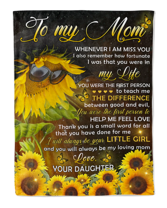 Personalized Lovely Blanket To My Mom On Mothers Day Sunflower Sunglasses Fleece Blanket Custom Name