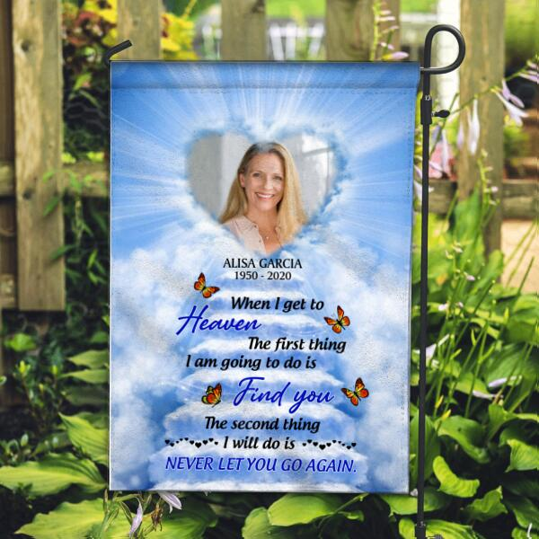 Personalized Memorial Gifts Flag For Family In Heaven Butterflies When I To Heaven Custom Name Photo Cemetery Decoration