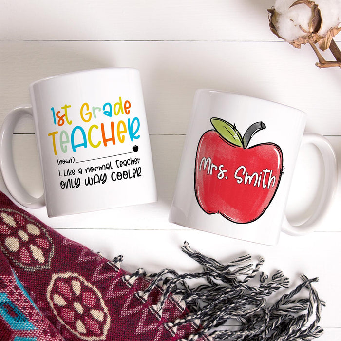 Personalized Ceramic Coffee Mug First Grade Teacher Definition Custom Name & Grade Level 11 15oz Back To School Cup