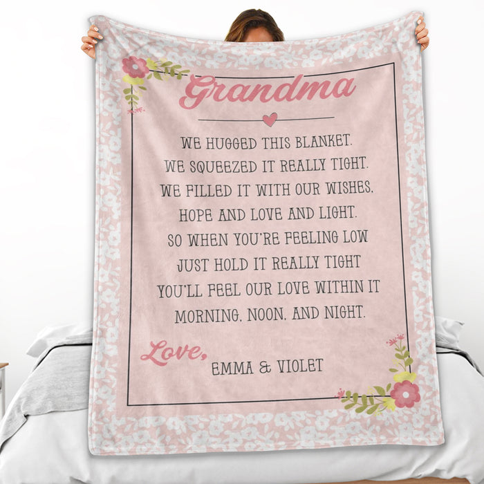 Personalized Grandma Blanket For Mothers Day Rustic Flower Printed Blanket Custom Nickname & Grandkids Name