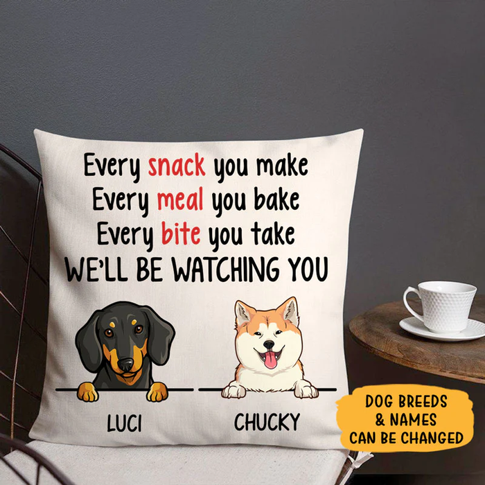 Personalized Square Pillow Gifts For Dog Lover Meal Bite We Will Be Watching You Custom Name Sofa Cushion For Birthday