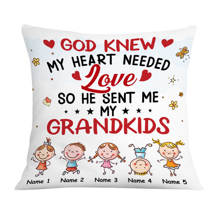Personalized Square Pillow For Grandma God Knew My Heart Funny Baby Custom Grandkids Name Sofa Cushion Christmas Gifts