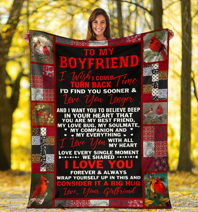 Personalized To My Boyfriend Cardinal Fleece Sherpa Blanket From Girlfriend Always Remember That I Love You