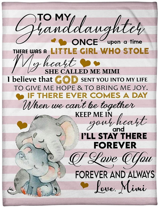 Personalized Fleece Blanket For Granddaughter Print Elephant Cute Customized Blanket Gift For Birthday Graduation Thanksgiving