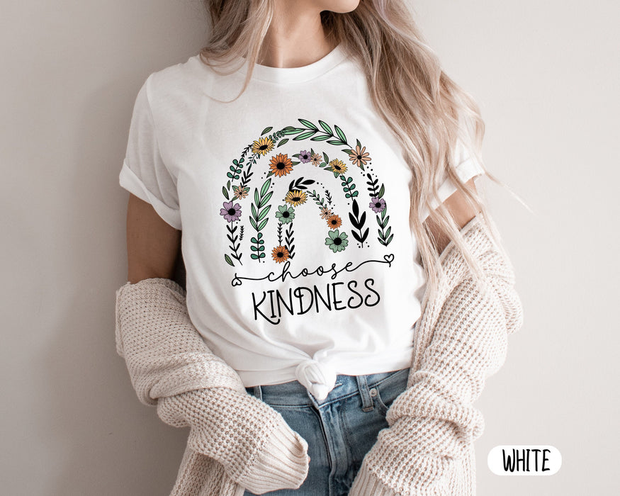 Classic T-Shirt For Teacher Appreciation Choose Kindness Floral Rainbow Gifts For Back To School Funny Women Shirt