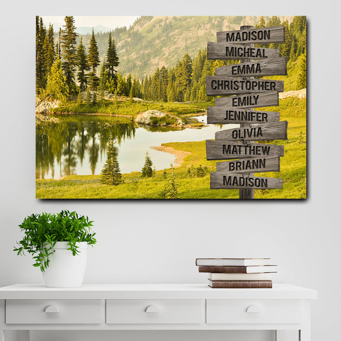 Personalized Canvas Wall Art Gifts For Family Mountain Lake Nature Landscape Signs Custom Name Poster Prints Wall Decor
