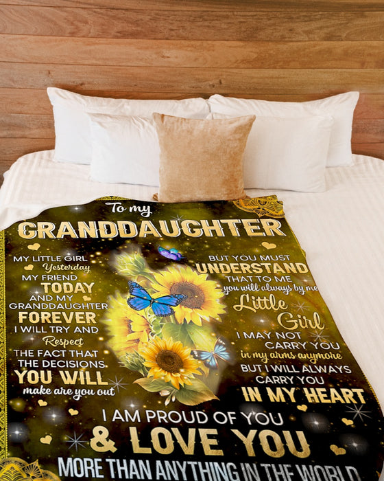 Personalized Blanket To My Granddaughter From Grandma My Little Girl Sunflower Print Galaxy Background Custom Name