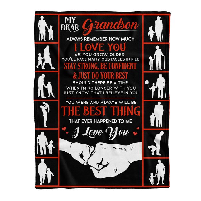 Personalized To My Grandson Blanket From Grandpa Always Remember How Much I Love You Cute Fist Bump Printed