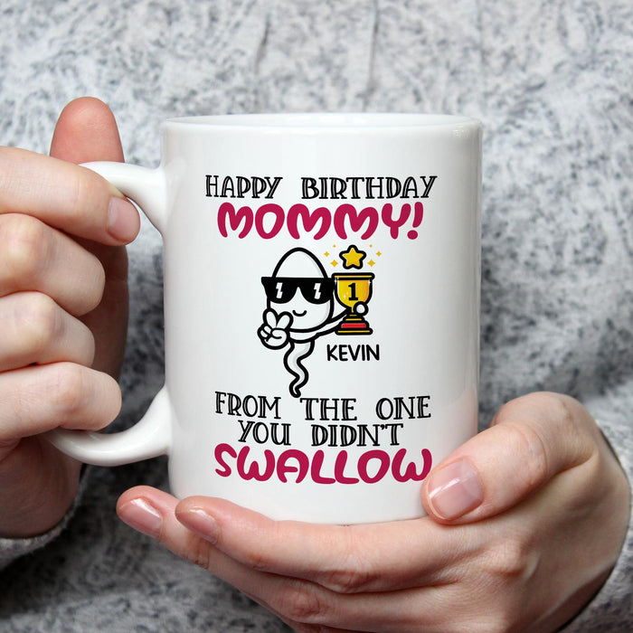 Personalized Ceramic Coffee Mug Happy Birthday For Mom Swallow Funny Sperm Custom Name 11 15oz Mother's Day Cup