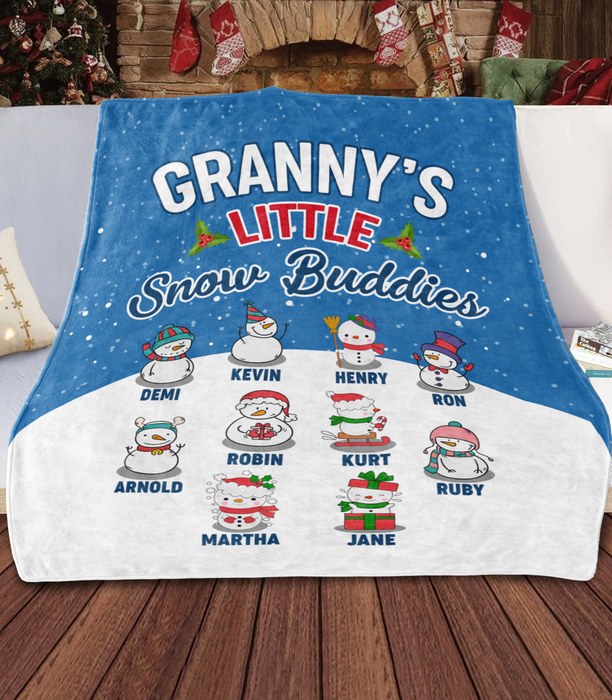 Personalized To My Grandma Blanket From Grandkids Granny's Little Snow Buddies Snowman Custom Name Gifts For Christmas