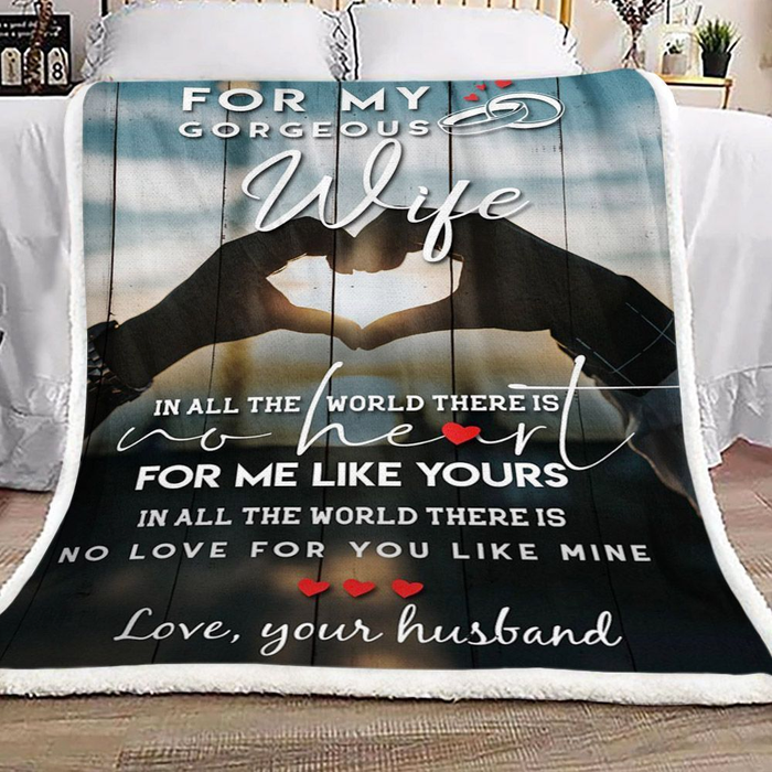 Personalized Blanket To My Gorgeous Wife From Husband Print 3D Heart Hands Custom Name Blanket For Valentines