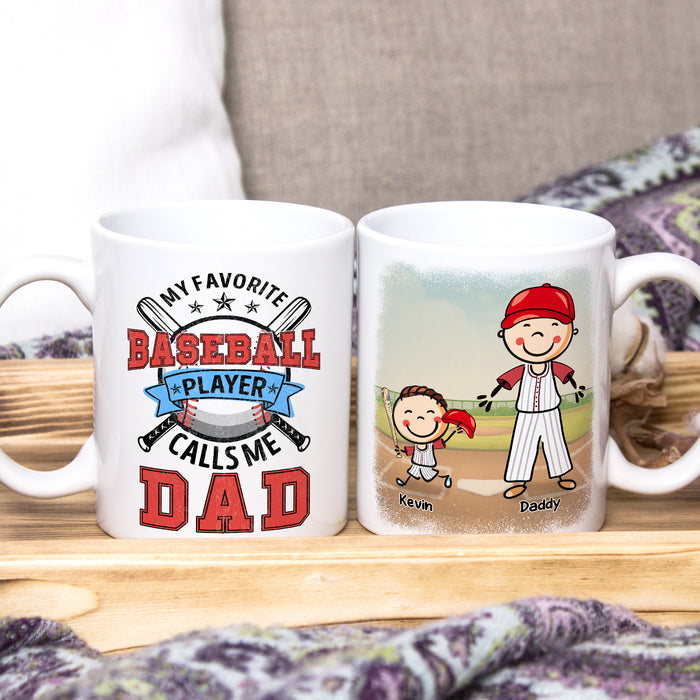 Personalized Ceramic Coffee Mug For Baseball Lovers To Dad Cute Kids With Bat & Ball Print Custom Name 11 15oz Cup