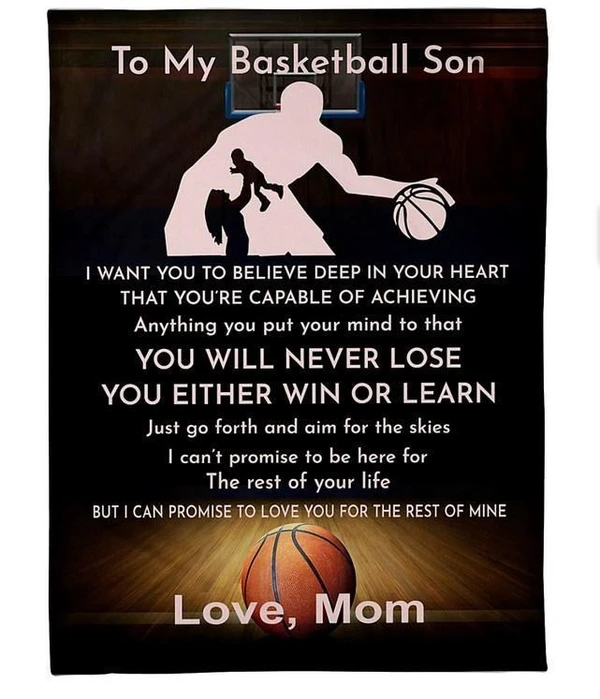 Personalized Fleece Blanket To My Basketball Son Players 3D Ball Sports Print Blankets Custom Name