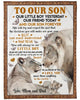 Personalized Blanket To Our Son Mom And Dad Our Little Boy Yesterday Our Friend Today Lion Family With Butterfly Printed