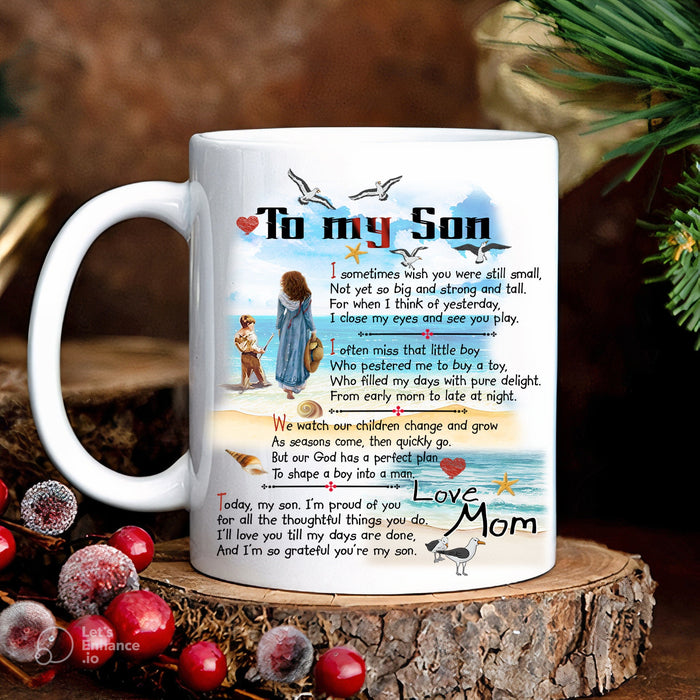 Personalized To My Son Coffee Mug From Mom Dad Ocean I Often Miss That Little Boy Custom Name White Cup Christmas Gifts