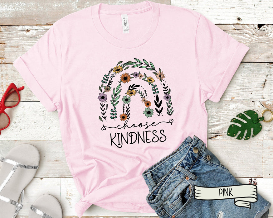 Classic T-Shirt For Teacher Appreciation Choose Kindness Floral Rainbow Gifts For Back To School Funny Women Shirt